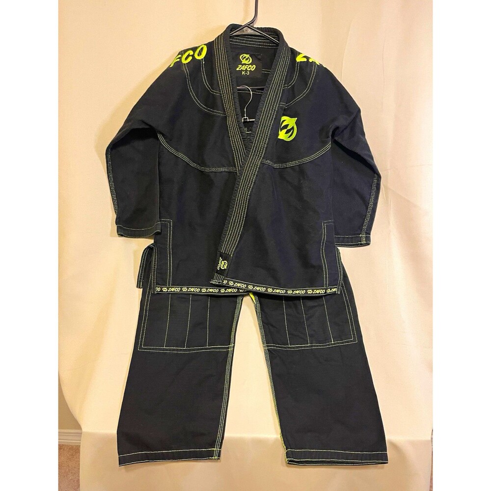 Zafco K-3 Jiu-Jitsu Gi Uniform Set Adult Unisex Black/Green Martial Arts